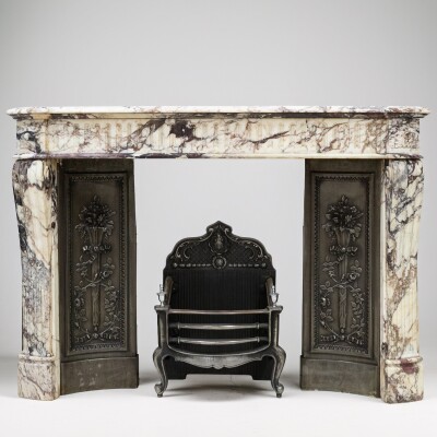 Antique 19th Century Brèche Marble Louis Style Fireplace Surround