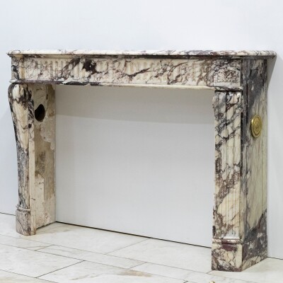 Antique 19th Century Brèche Marble Louis Style Fireplace Surround