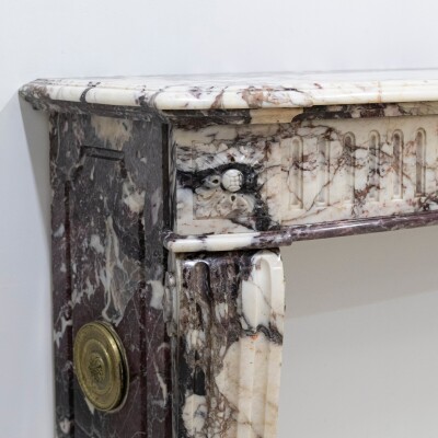 Antique 19th Century Brèche Marble Louis Style Fireplace Surround