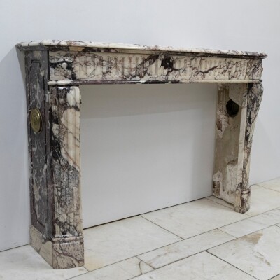 Antique 19th Century Brèche Marble Louis Style Fireplace Surround