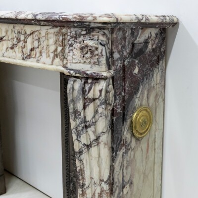 Antique 19th Century Brèche Marble Louis Style Fireplace Surround