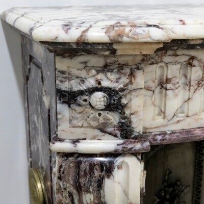Antique 19th Century Brèche Marble Louis Style Fireplace Surround