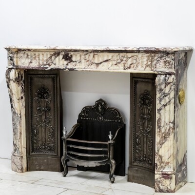 Antique 19th Century Brèche Marble Louis Style Fireplace Surround