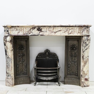 Antique 19th Century Brèche Marble Louis Style Fireplace Surround
