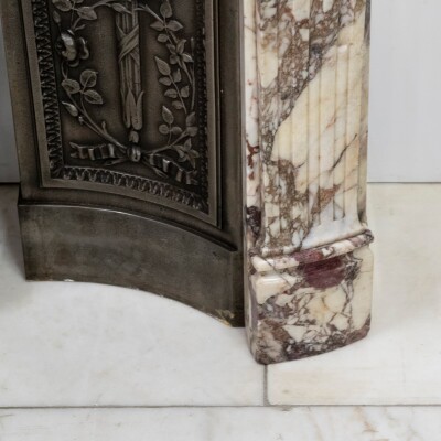 Antique 19th Century Brèche Marble Louis Style Fireplace Surround