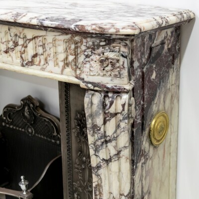 Antique 19th Century Brèche Marble Louis Style Fireplace Surround