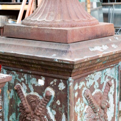Pair of Monumental Cast Iron Urns on Plinths