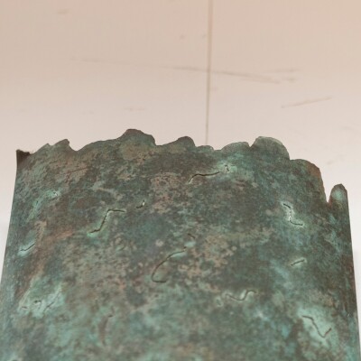 Large Reclaimed Sculptural Copper Pillar Lights with Cut-Outs | 4 Available