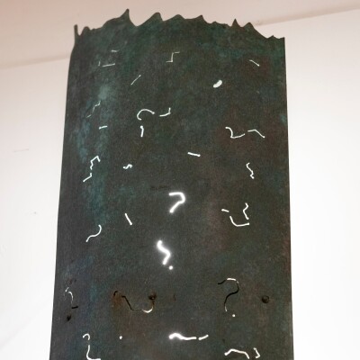 Large Reclaimed Sculptural Copper Pillar Lights with Cut-Outs | 4 Available