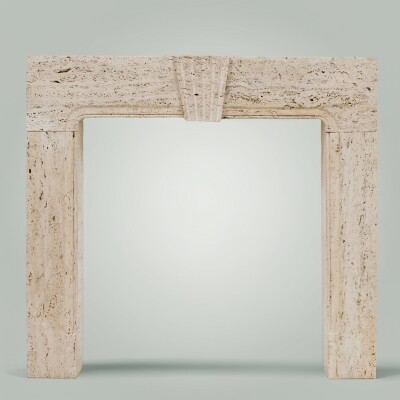 Reclaimed Art Deco Travertine Marble Fireplace Surround