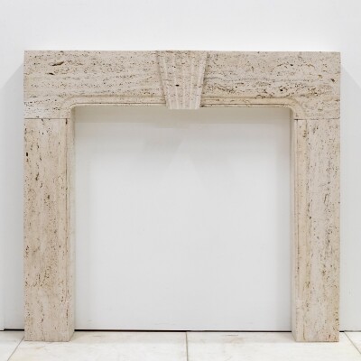Reclaimed Art Deco Travertine Marble Fireplace Surround