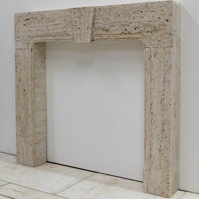 Reclaimed Art Deco Travertine Marble Fireplace Surround