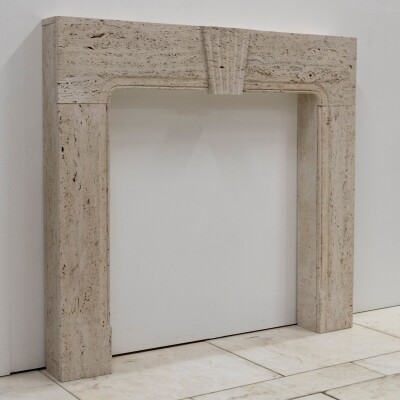 Reclaimed Art Deco Travertine Marble Fireplace Surround