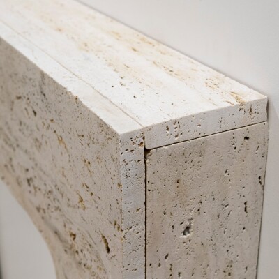 Reclaimed Art Deco Travertine Marble Fireplace Surround