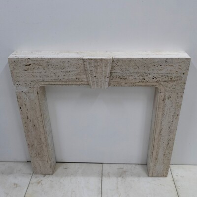 Reclaimed Art Deco Travertine Marble Fireplace Surround
