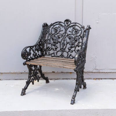 Reclaimed Coalbrookdale Style Garden Throne Chair with Arms