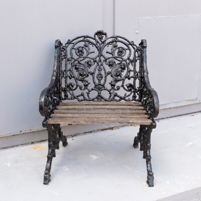Reclaimed Coalbrookdale Style Garden Throne Chair with Arms