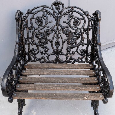 Reclaimed Coalbrookdale Style Garden Throne Chair with Arms