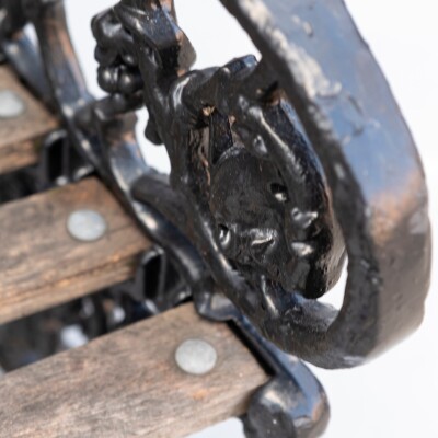 Reclaimed Coalbrookdale Style Garden Throne Chair with Arms
