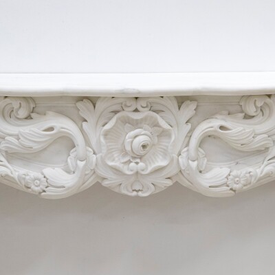 Ornate French Louis Style Statuary Marble Fireplace Surround