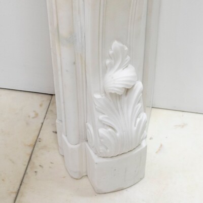 Ornate French Louis Style Statuary Marble Fireplace Surround