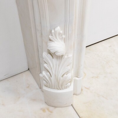 Ornate French Louis Style Statuary Marble Fireplace Surround