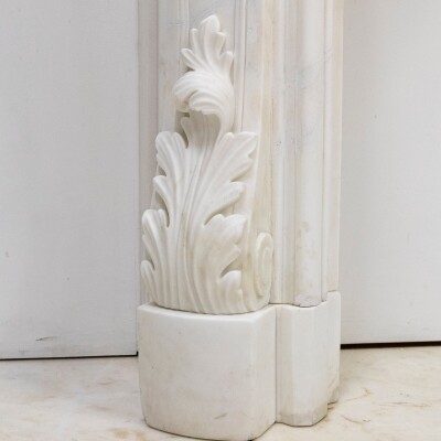 Ornate French Louis Style Statuary Marble Fireplace Surround