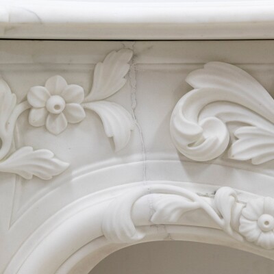 Ornate French Louis Style Statuary Marble Fireplace Surround