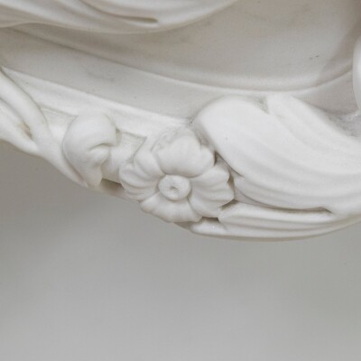 Ornate French Louis Style Statuary Marble Fireplace Surround