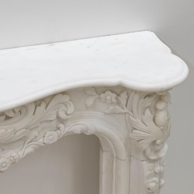 Ornate French Louis Style Statuary Marble Fireplace Surround