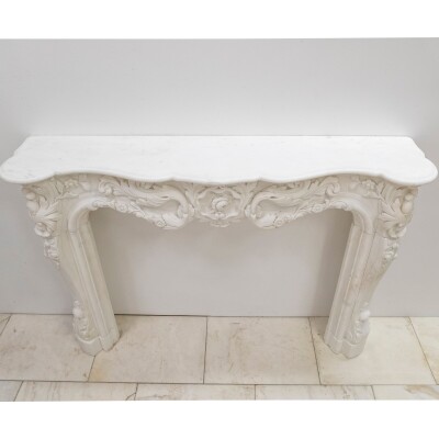 Ornate French Louis Style Statuary Marble Fireplace Surround