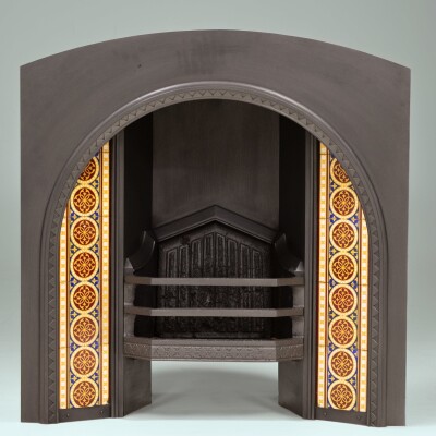 Rare Victorian Arched Tiled Insert with Minton Tiles