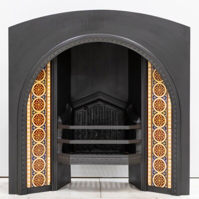 Rare Victorian Arched Tiled Insert with Minton Tiles
