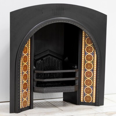Rare Victorian Arched Tiled Insert with Minton Tiles