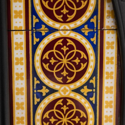 Rare Victorian Arched Tiled Insert with Minton Tiles