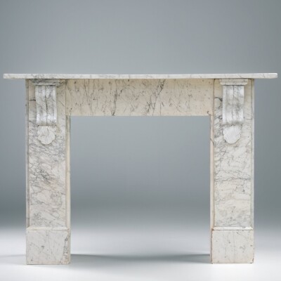 Large Antique Victorian Pencilvein Marble Corbel Fireplace Surround