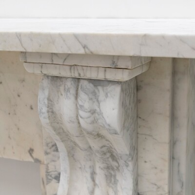 Large Antique Victorian Pencilvein Marble Corbel Fireplace Surround