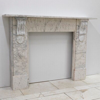 Large Antique Victorian Pencilvein Marble Corbel Fireplace Surround