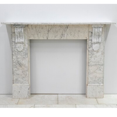 Large Antique Victorian Pencilvein Marble Corbel Fireplace Surround