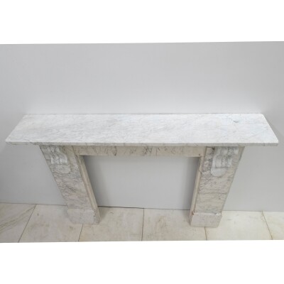 Large Antique Victorian Pencilvein Marble Corbel Fireplace Surround