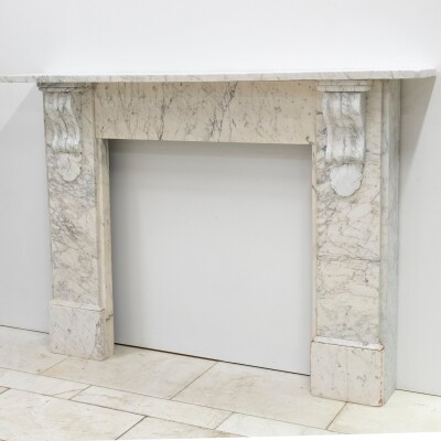 Large Antique Victorian Pencilvein Marble Corbel Fireplace Surround