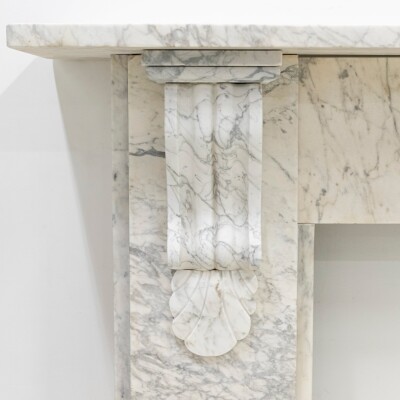Large Antique Victorian Pencilvein Marble Corbel Fireplace Surround