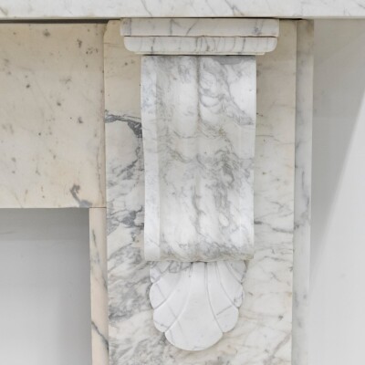 Large Antique Victorian Pencilvein Marble Corbel Fireplace Surround