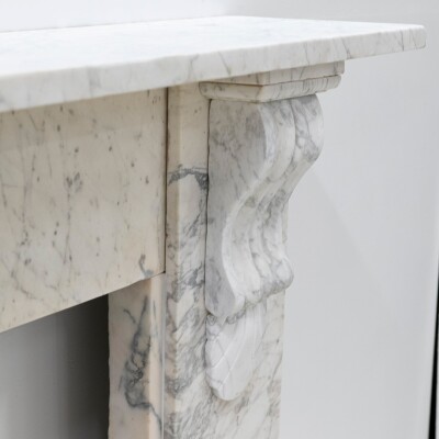 Large Antique Victorian Pencilvein Marble Corbel Fireplace Surround