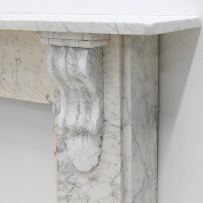 Large Antique Victorian Pencilvein Marble Corbel Fireplace Surround