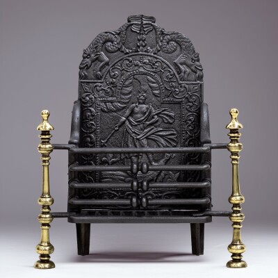 Antique Georgian Fire Basket with Brass Finials