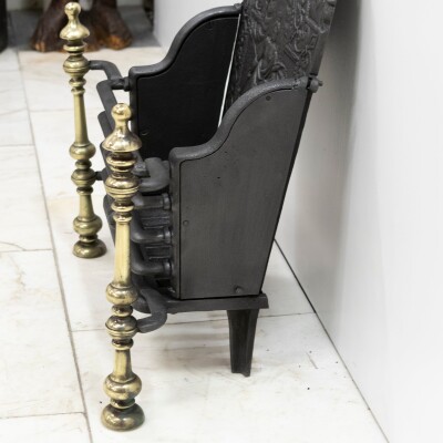 Antique Georgian Fire Basket with Brass Finials