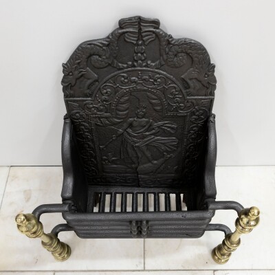 Antique Georgian Fire Basket with Brass Finials