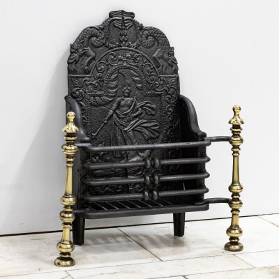 Antique Georgian Fire Basket with Brass Finials