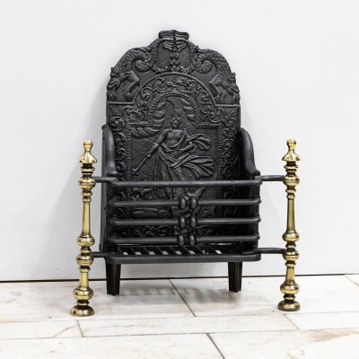 Antique Georgian Fire Basket with Brass Finials